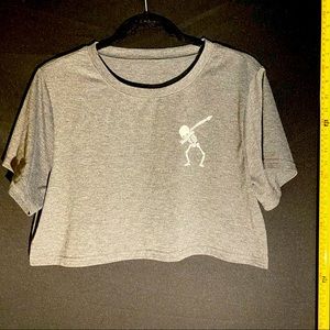Grey Skeleton T-Shirt | Gray Cropped Tee 🌚